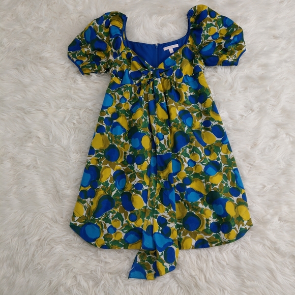 Rebecca Taylor Silk Blue & Lemon Print Summer Dress 2 - Picture 4 of 10